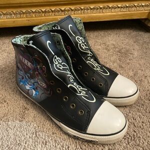 Rare Y2K Vintage Ed Hardy Hi top (Love kills slowly Skull tattoo Sneakers)